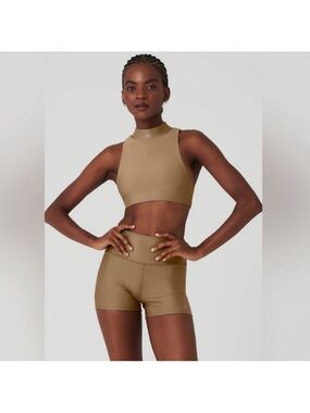 ALO Yoga High Neck Crop Top — Color Gravel Size Medium
